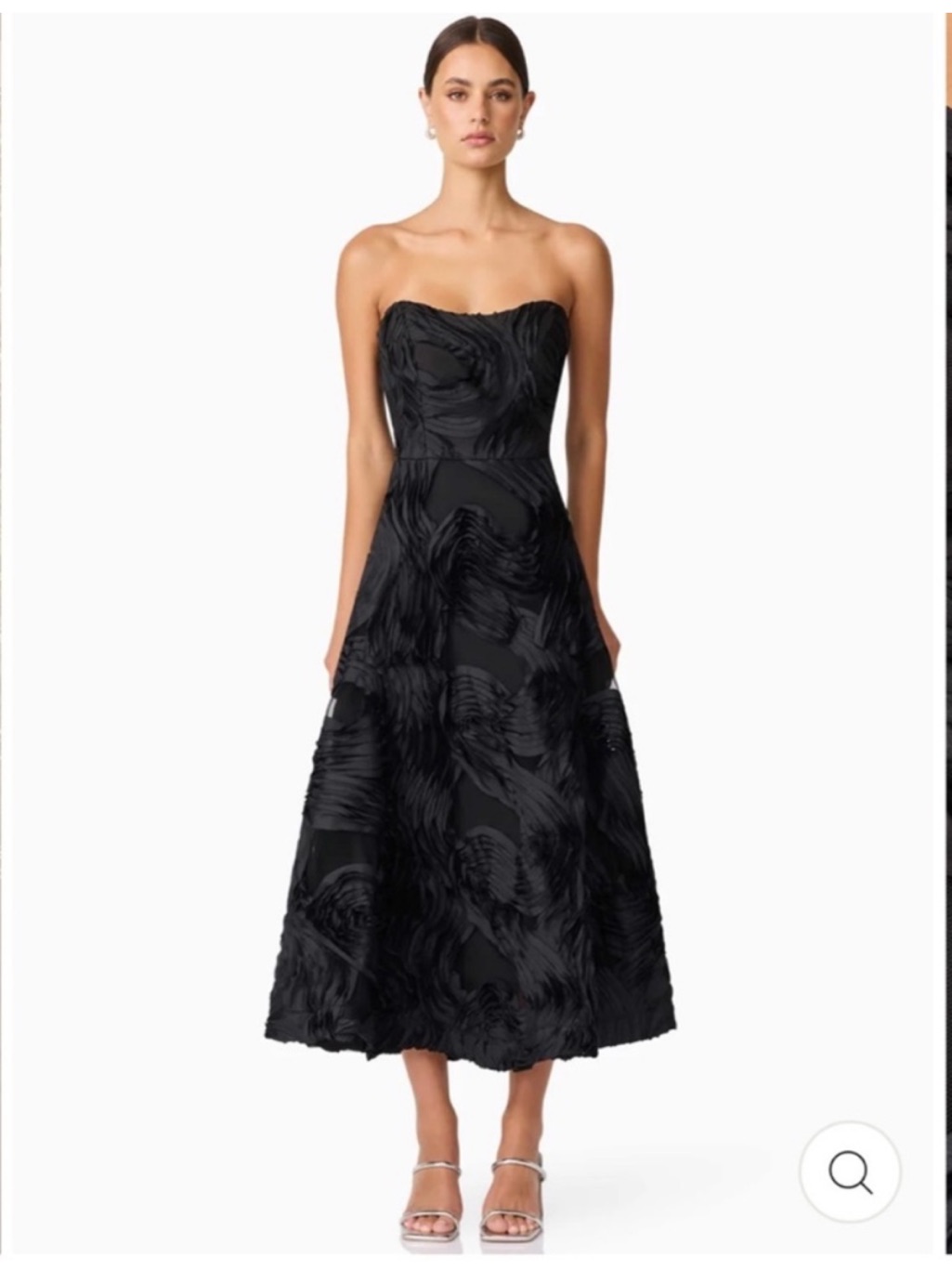 Elliatt Asher Black 3d Swirl Chiffon Fit & Flare Ldb Midi Dress Size Small New